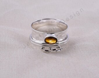 Anel giratório com pedras preciosas de prata esterlina 925: olho de tigre, opala, pedra da lua