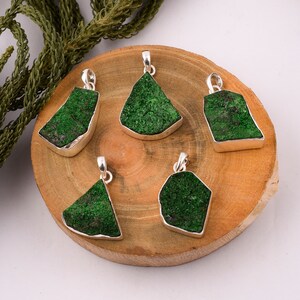 Rare Uvarovite Pendant, Genuine Uvarovite, Natural Green Uvarovite, Uvarovite 925 Sterling Silver Pendant, Green Shinning Gemstone, For Gift