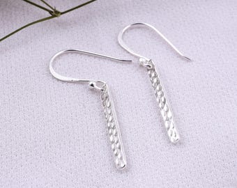 Brincos pendentes de prata esterlina 925: textura lisa, pingente romântico