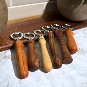 Hand Turned Bottle Opener | Wooden Bottle Cap Remover | Father&#39;s Day Gift | Barware | Groomsman Gift