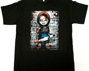Chucky Men's T Shirt Spiral Print Child's Play Horror Movie Retro Halloween Tee Chucky Men's T Shirt Spiral Print Child's Play Horror Movie Retro Halloween Tee