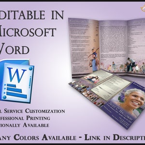 Obituary Template Trifold Brochure A Beautiful Bouquet - 2 Sizes Included