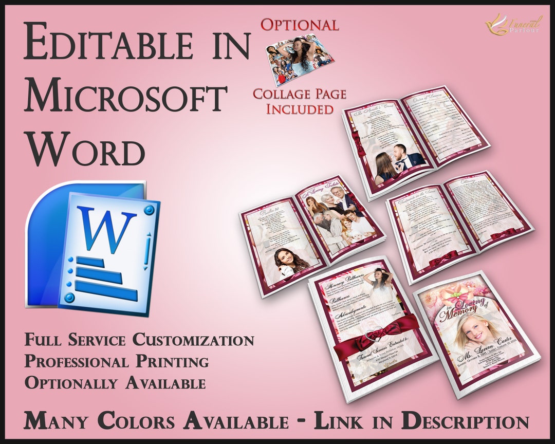 Memory Folder English Example Booklet Memorial Folder Petals in the Wind - 2 Sizes Included - Etsy