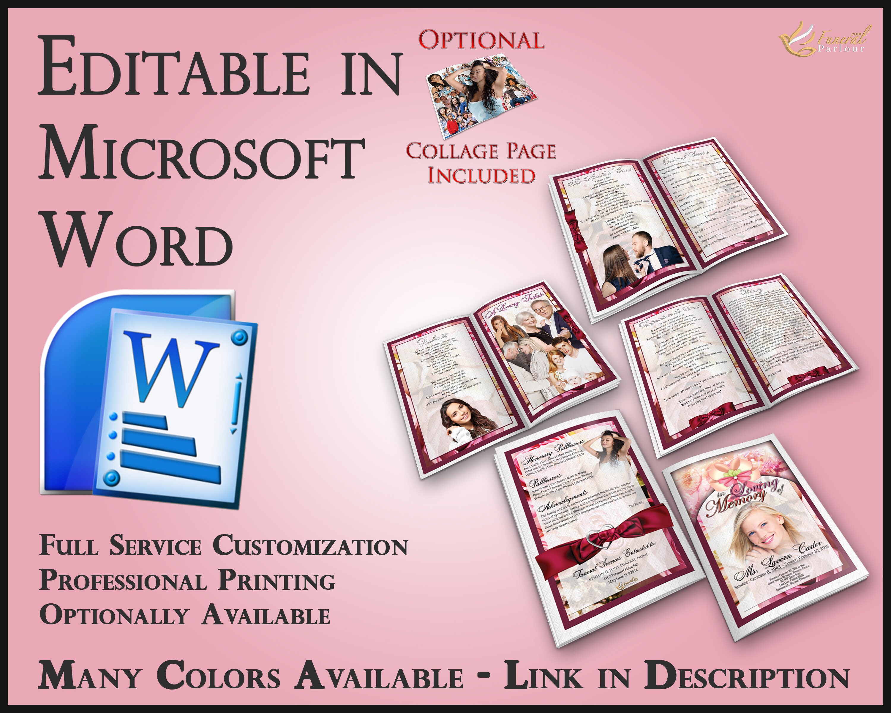 Booklet Memorial Folder Petals in the Wind 2 Sizes Included Etsy