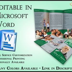 Obituary Template Trifold Brochure Clarity - 2 Sizes Included