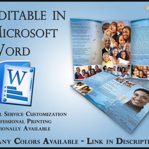 Obituary Template Trifold Brochure Serenity - 2 Sizes Included