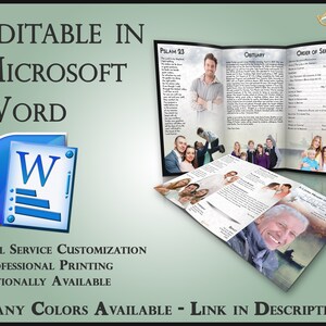 Obituary Template Trifold Brochure Fishing Tranquility- 2 Sizes Included