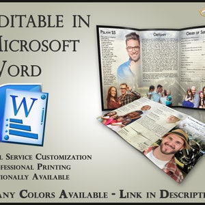 Obituary Template Trifold Brochure Motorcycle Dreams - 2 Sizes Included