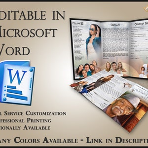 Obituary Template Trifold Brochure Football Journey - 2 Sizes Included
