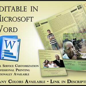 Obituary Funeral Template Gatefold Memorial Brochure Forest Laughter - 2 Sizes Included