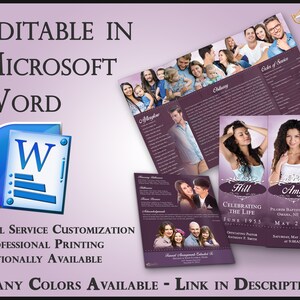 Obituary Funeral Template Gatefold Memorial Brochure Sympathy - 2 Sizes Included