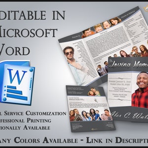 Obituary Funeral Template Gatefold Memorial Brochure Vitality - 2 Sizes Included
