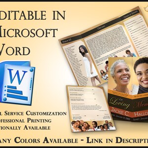 Obituary Funeral Template Gatefold Memorial Brochure Divine Essence - 2 Sizes Included
