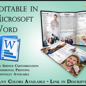 Obituary Template Trifold Brochure Coastal Gaze - 2 Sizes Included