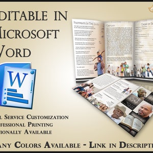 Obituary Template Trifold Brochure Summer Hardwood - 2 Sizes Included