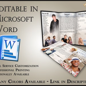 Obituary Template Trifold Brochure Bible Belief - 2 Sizes Included
