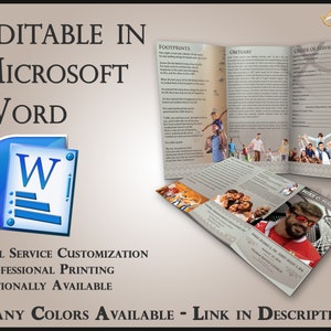 Obituary Template Trifold Brochure Basketball Honor - 2 Sizes Included