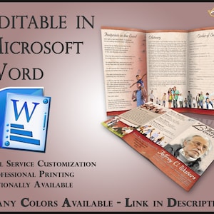 Obituary Template Trifold Brochure Destiny - 2 Sizes Included