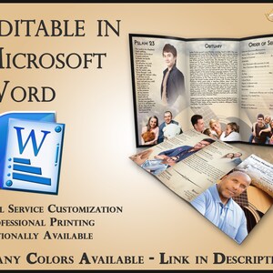 Obituary Template Trifold Brochure Cowboy Heaven - 2 Sizes Included