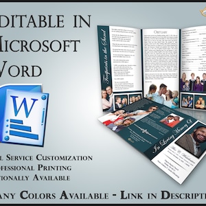 Obituary Template Trifold Brochure Radiance  - 2 Sizes Included