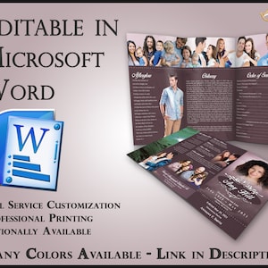 Obituary Template Trifold Brochure Sympathy - 2 Sizes Included