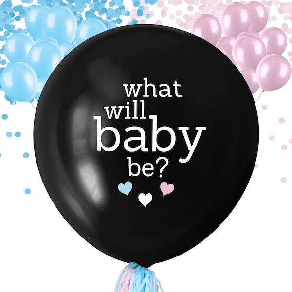 Ballon révélateur de sexe - Ballon confettis avec mini ballons - Idées révélatrices de sexe - Baby shower - Ballon confetti révélateur de sexe