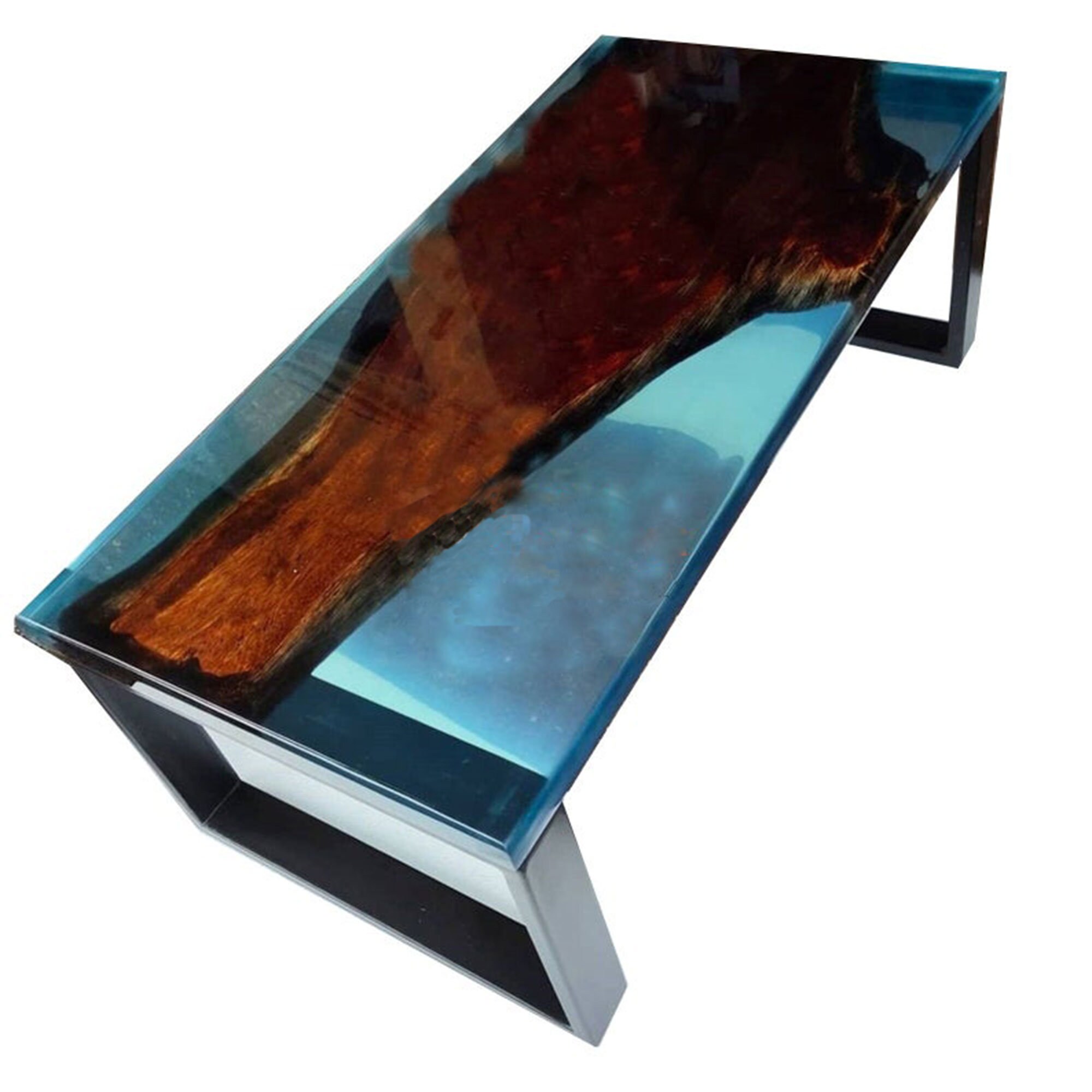 Epoxy Table Epoxy Wood Resin Clear Table Transparent Blue Etsy
