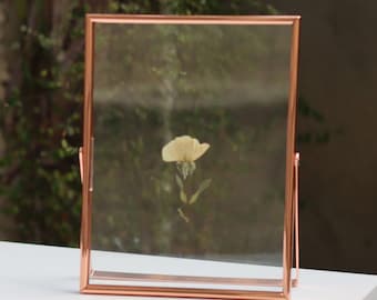 Rose Golden Floating Frames, Glass Frame for Pressed Flowers, Wedding Table Numbers, Double Side Picture Frame, Certificate Frame