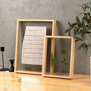 Birch Veneer Floating Frame, Double Sided Glass, Frame for Pressed Flowers & Photos, 5x7, 8x10, 11x14 INCHES image 9
