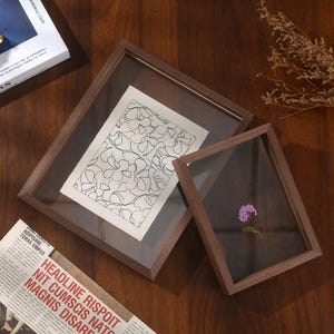 Rosewood Veneer Floating Photo Frame, Double Sided Glass, Pressed Flower Display (5x7, 8x10, 11x14 INCHES) image 12