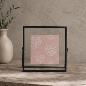 Square Black Floating Picture Frame, Double Side Glass Frame for Pressed Flowers & Polaroids Display, 4x4, 6x6, 8x8 Inch
