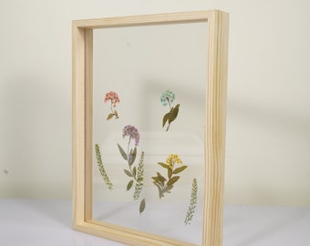 Effen houten fotolijsten, groot dubbelzijdig zwevend frame voor geperste bloemen, certificaten, A4-frame, minimalistische frames, bloemendecor