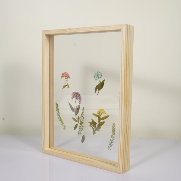 Plain Wood Picture Frames, Large Double Side Floating Frame for Pressed Flowers, Certificates, A4 Frame, Minimalist Frames, Floral Decor