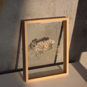 Pinewood Floating Frame in Birch Veneer, Double Side Frame, Solid Wood Picture Frame, Glass Frame for Pressed Flowers, 5x7,8x10,11x14 INCHES