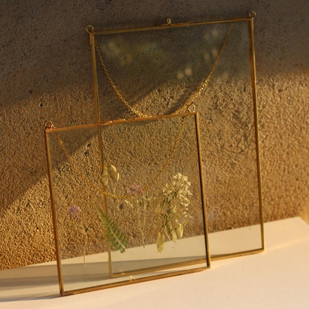 Floating Frame in Square, Stained Brass Picture Frame, Double Side Glass Frame for Pressed Flowers, Certificates, Signage, A4, 6x8, 8x10
