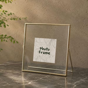 Square Floating Frame in Silver, Double Side Glass Frame For Pressed Flowers&Polaroids, 4x4, 6x6, 8x8 Inch