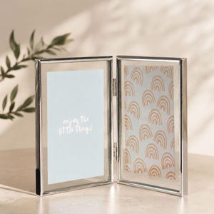 Foldable Floating Frames in Silver, Double Sided Glass Frame for Pressed Flowers& Photos, A4, 4x6, 6x8 INCHES