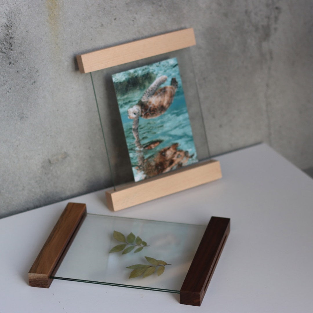 Solid Wood Floating Frame, Glass Frame for Pressed Flowers,rustic Framed Wedding Signage Slot