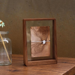 Dark Walnut Floating Frame, Double Sided Pressed Flower Photo Display, A4 Certificate Frame, Rustic Table Decor