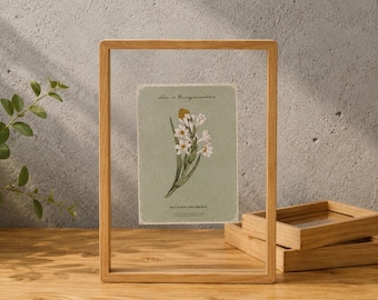 Large Pinewood Floating Frame in Varnish, Double Sided Glass Frame for Pressed Flowers,Photo Display, A4,A3