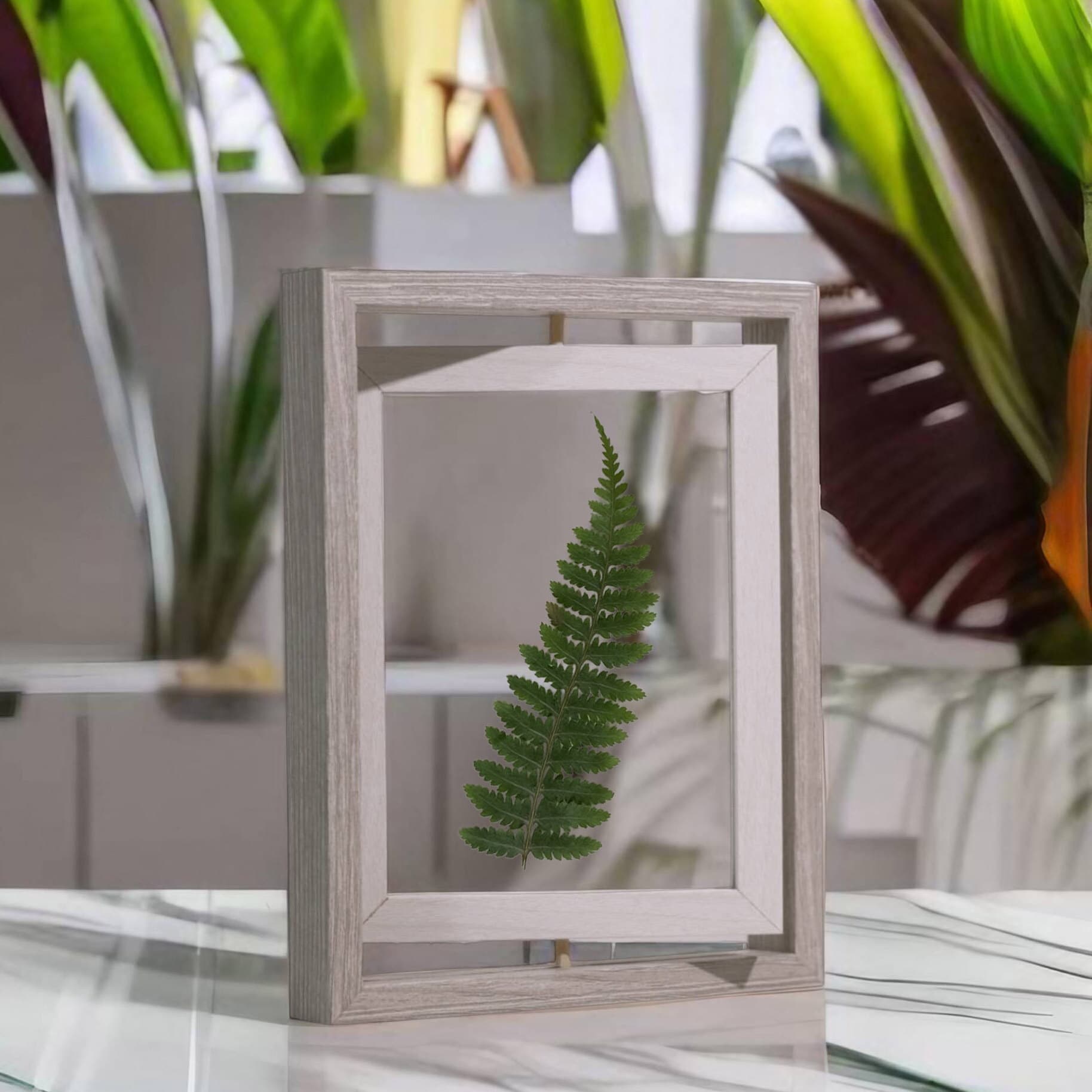 White and Gray Floating Frame, Rotate Photo Frame, Double Sided Frame ...