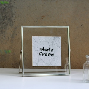 Square Silver Floating Frame, Double Sided Frame, Glass Frame for Pressed Flowers, Table Signs, Polaroids, Custom Frame, 6x6, 8x8 INCHES