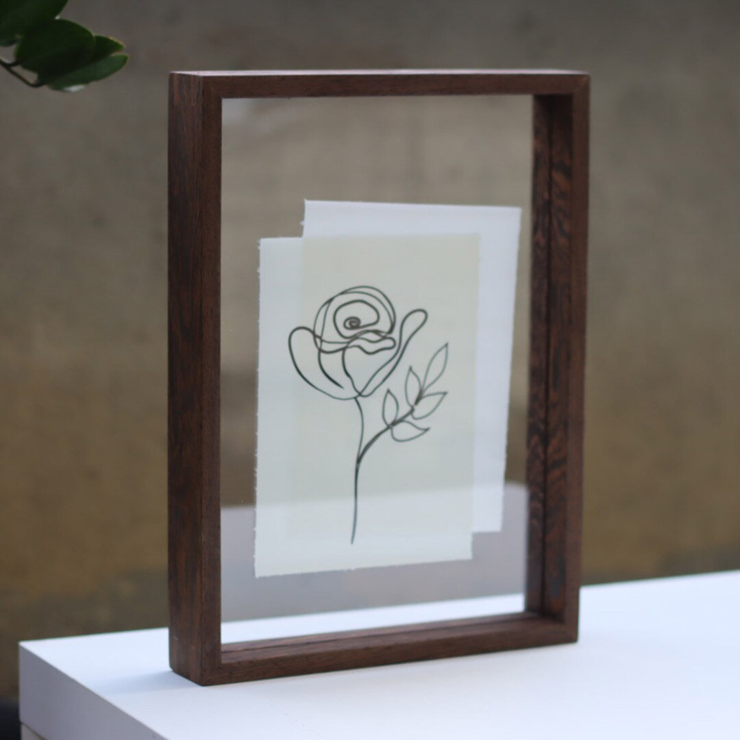 Wenge Floating Frame, Large Double Side Frame, Wood Frame for Pressed