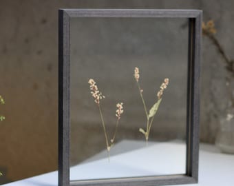 Black Veneer Floating Frame, Double Sided Glass, Frame for Pressed Flower&Photos, Wall Art (5x7, 8x10, 11x14)