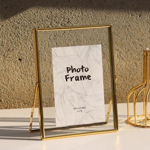 Karat Golden Floating Picture Frame, Double Side Frame, Glass Frame for Pressed Flowers, Wedding Table Numbers, Photos, A4, 6x8, 8x10 INCHES