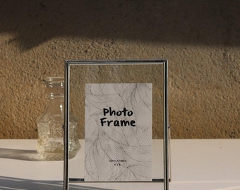 Etched Silver Floating Frame, Double Sided Glass Frame for Pressed Flowers&Photos (4x6, 6x8, 8x10)