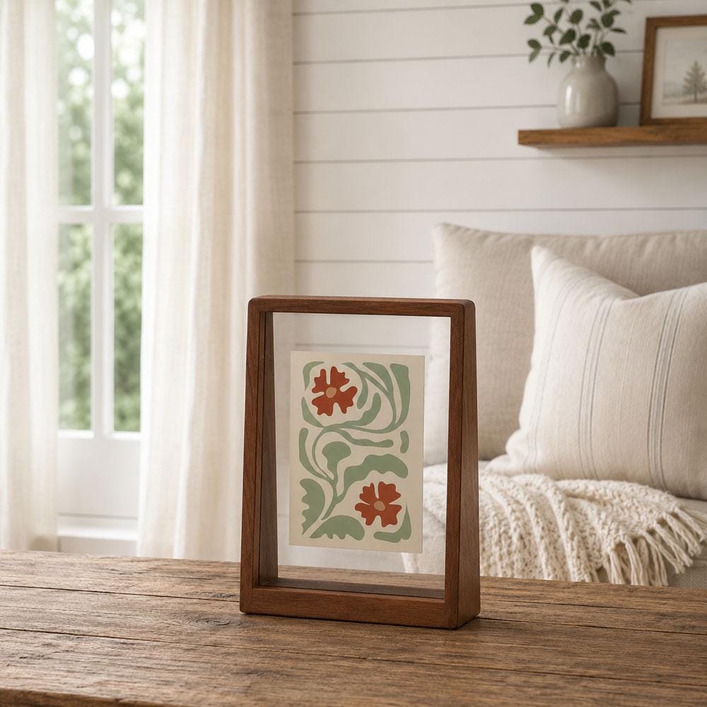 Dark Walnut Floating Frame, Double Sided Picture Frame for Pressed ...