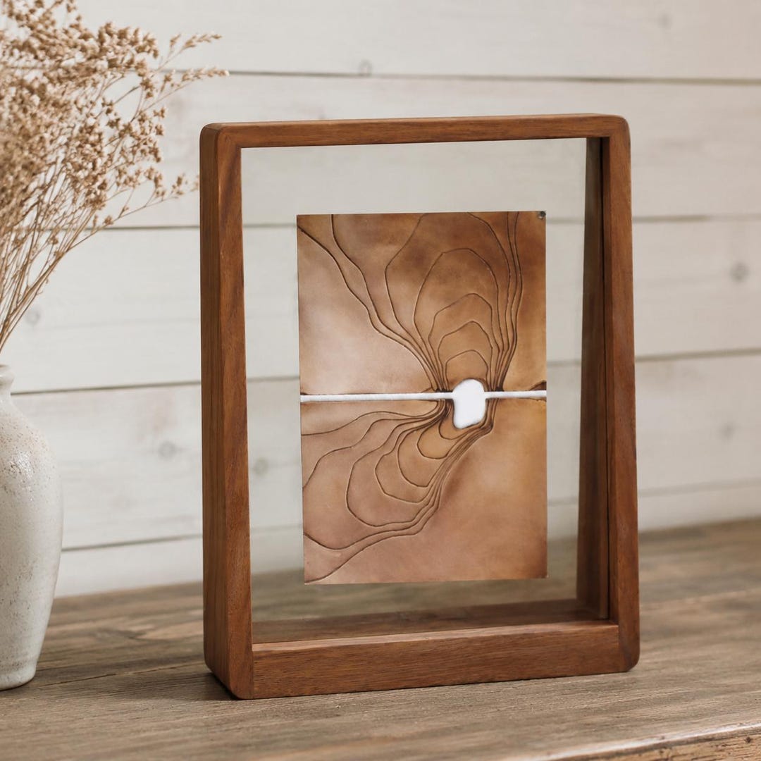 Dark Walnut Floating Frame, Double Sided Picture Frame for Pressed ...