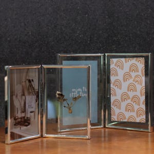 Double Photo Frames in Silver, Floating Frames, Double Glass Frame for Pressed Flowers, Collage Photos, Polaroids, A4, 4x6, 6x8 INCHES