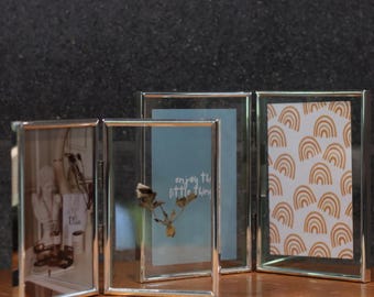 Double Photo Frames in Silver, Floating Frames, Double Glass Frame for Pressed Flowers& Photos, A4, 4x6, 6x8 INCHES